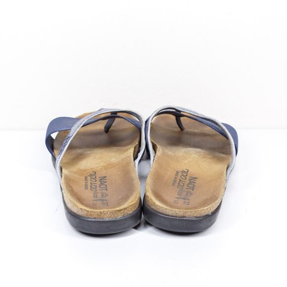 NAOT Penelope Python Stretch Slide Thong Sandals Cork Navy Blue Sz 37 US 6-6.5 - Picture 4 of 8